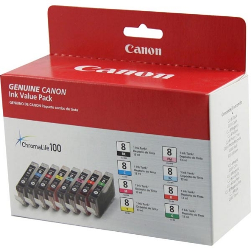 Picture of Canon 0620B015 (CLI-8) Color Inkjet Cartridge (8 pk)