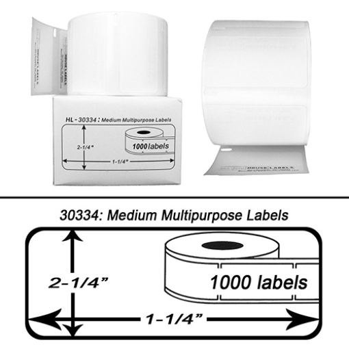 Picture of Compatible 30334 Black on White Medium Multipurpose Labels (220 pcs) (2.25" x 1.25" / 32mm x 57mm )