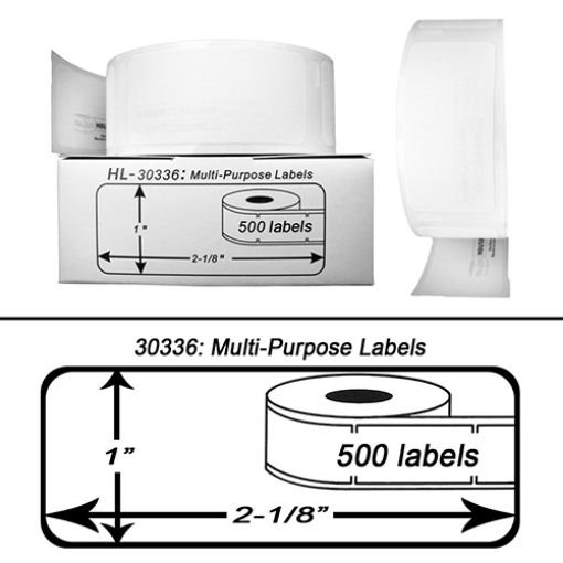 Picture of Compatible 30336 Black on White Small Multipurpose Labels (500 pcs) (1" x 2.1" )