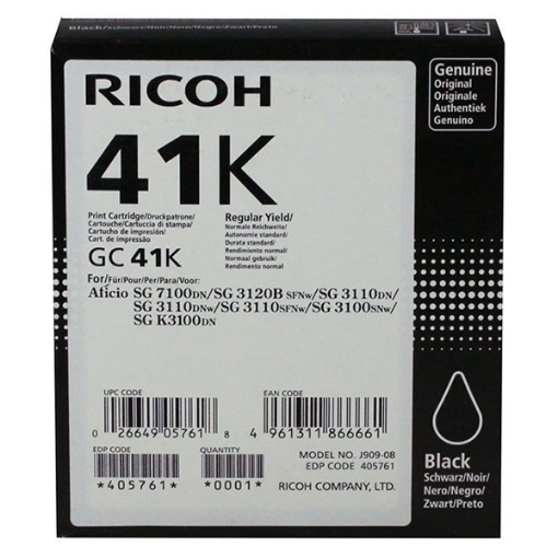 Picture of Ricoh 405761 Black Inkjet Cartridge (2500 Yield)