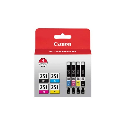 Picture of Canon 6513B004 (CLI-251) Black/Cyan/Magenta/Yellow Ink Combo Pack (Combo Pack)