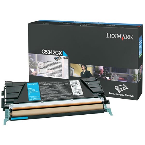 Picture of Lexmark C5342CX High Yield Cyan Laser Toner Cartridge (7000 Yield)