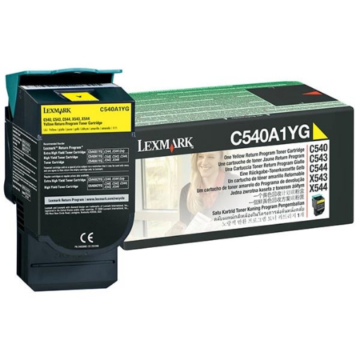 Picture of Lexmark C540A4YG Yellow Toner Cartridge (1000 Yield)
