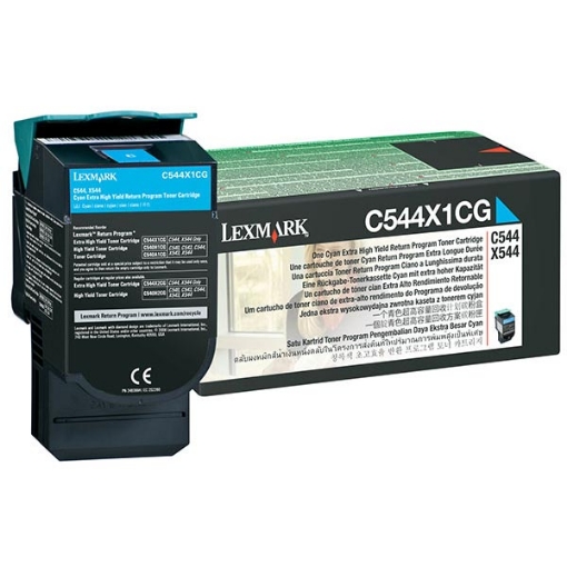Picture of Lexmark C544X1CG Extra High Yield Cyan Toner Cartridge (4000 Yield)