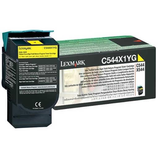 Picture of Lexmark C544X1YG Yellow Toner Cartridge (6000 Yield)