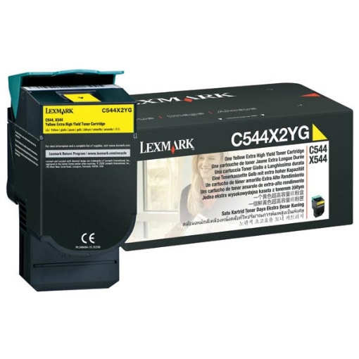Picture of Lexmark C544X2YG Yellow Toner Cartridge (4000 Yield)