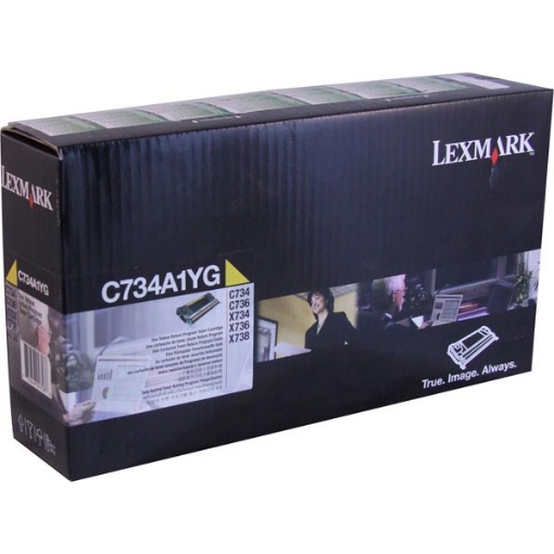 Picture of Lexmark C734A1Y Yellow Toner Cartridge (6000 Yield)