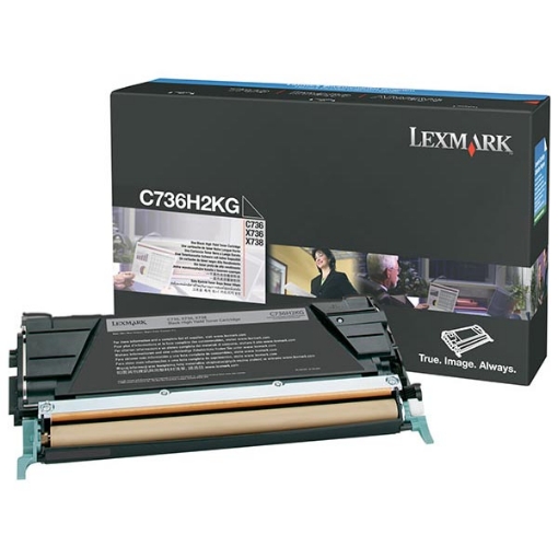 Picture of Lexmark C736H2K Black Laser Toner Cartridge (12000 Yield)