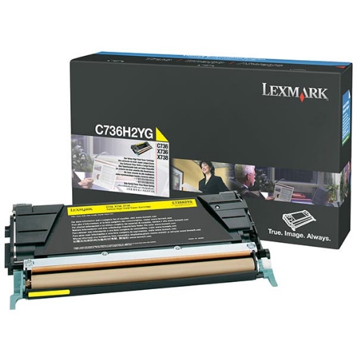 Picture of Lexmark C736H2Y Yellow Laser Toner Cartridge (10000 Yield)