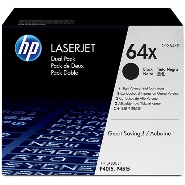 Picture of HP CC364XD (HP 64X) Black Smart Print Cartridge (2 x 24000)