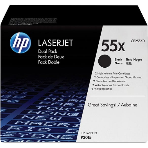 Picture of HP CE255XD (HP 55X) High Yield Black Toners (2 each) (12500 Yield)