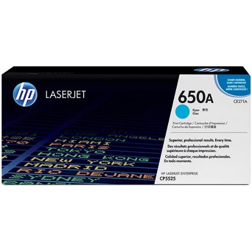 Picture of HP CE271A (HP 650A) Cyan Laser Toner Cartridge (15000 Yield)