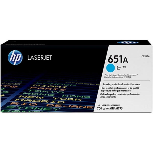 Picture of HP CE341AG (HP 651A) Cyan Toner Cartridge (16000 Yield)