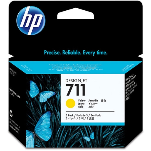 Picture of HP CZ136A (HP 711) Yellow Inkjet Cartridges (3 ea)
