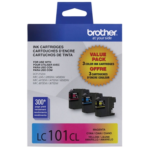 Picture of Brother LC-1013PKS Cyan/Magenta/Yellow Ink Cartridge (Combo Pack) (900 Yield)