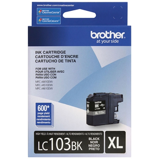 Picture of Brother LC-103BK High Yield Black InkJet Ink (600 Yield)