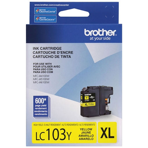 Picture of Brother LC-103Y High Yield Yellow InkJet Ink (600 Yield)