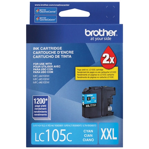 Picture of Brother LC-105C Extra High Yield Cyan Ink Cartridge (1200 Yield)