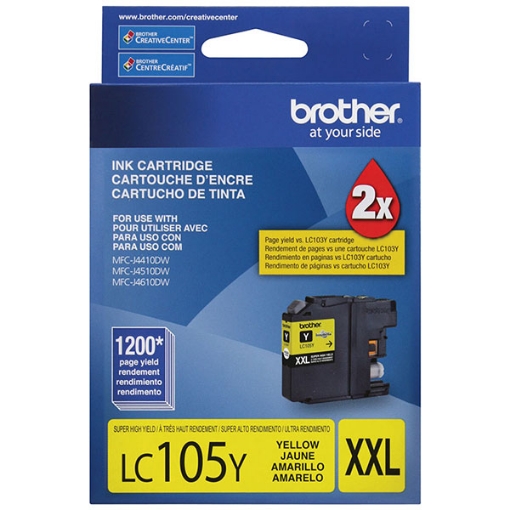 Picture of Brother LC-105Y Extra High Yield Yellow Ink Cartridge (1200 Yield)