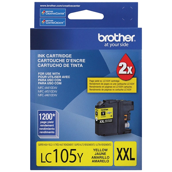 Picture of Brother LC-105Y Extra High Yield Yellow Ink Cartridge (1200 Yield)
