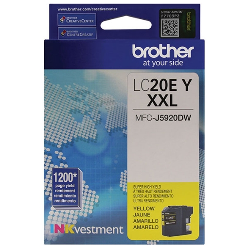Picture of Brother LC-20EY High Yield Yellow Inkjet Cartridge (1200 Yield)