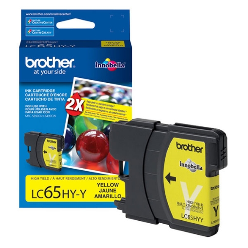 Picture of Brother LC-65HYY Yellow Inkjet Cartridge (750 Yield)