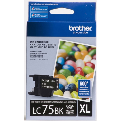 Picture of Brother LC-75BK High Yield Black Inkjet Cartridge (600 Yield)