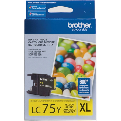 Picture of Brother LC-75Y High Yield Yellow Inkjet Cartridge (600 Yield)